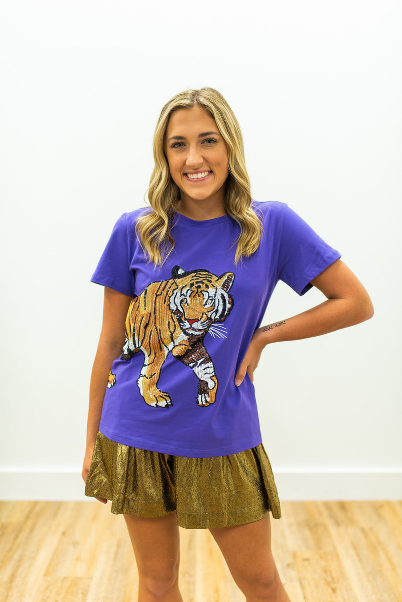 Sparkle Slugger TIGERS Purple Jersey Tee- LSU – Sparkle City Co