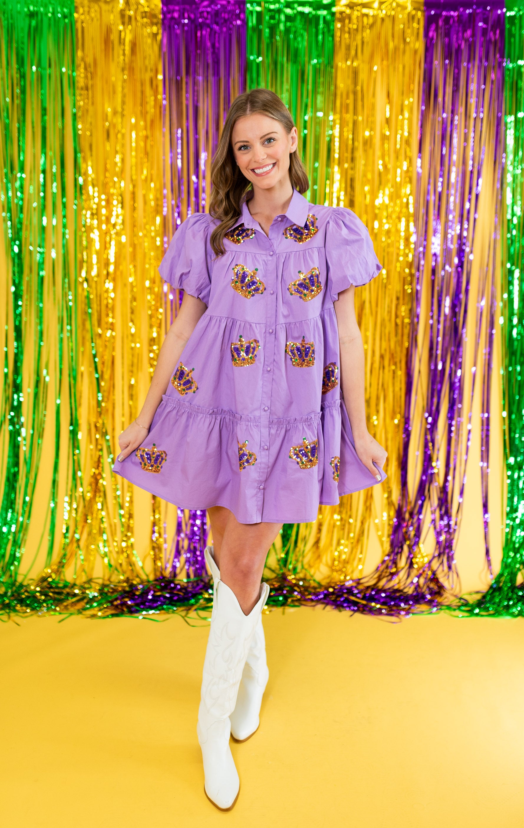 Mardi Gras Sequin Fringe Mini Dress – Mimosa Boutique