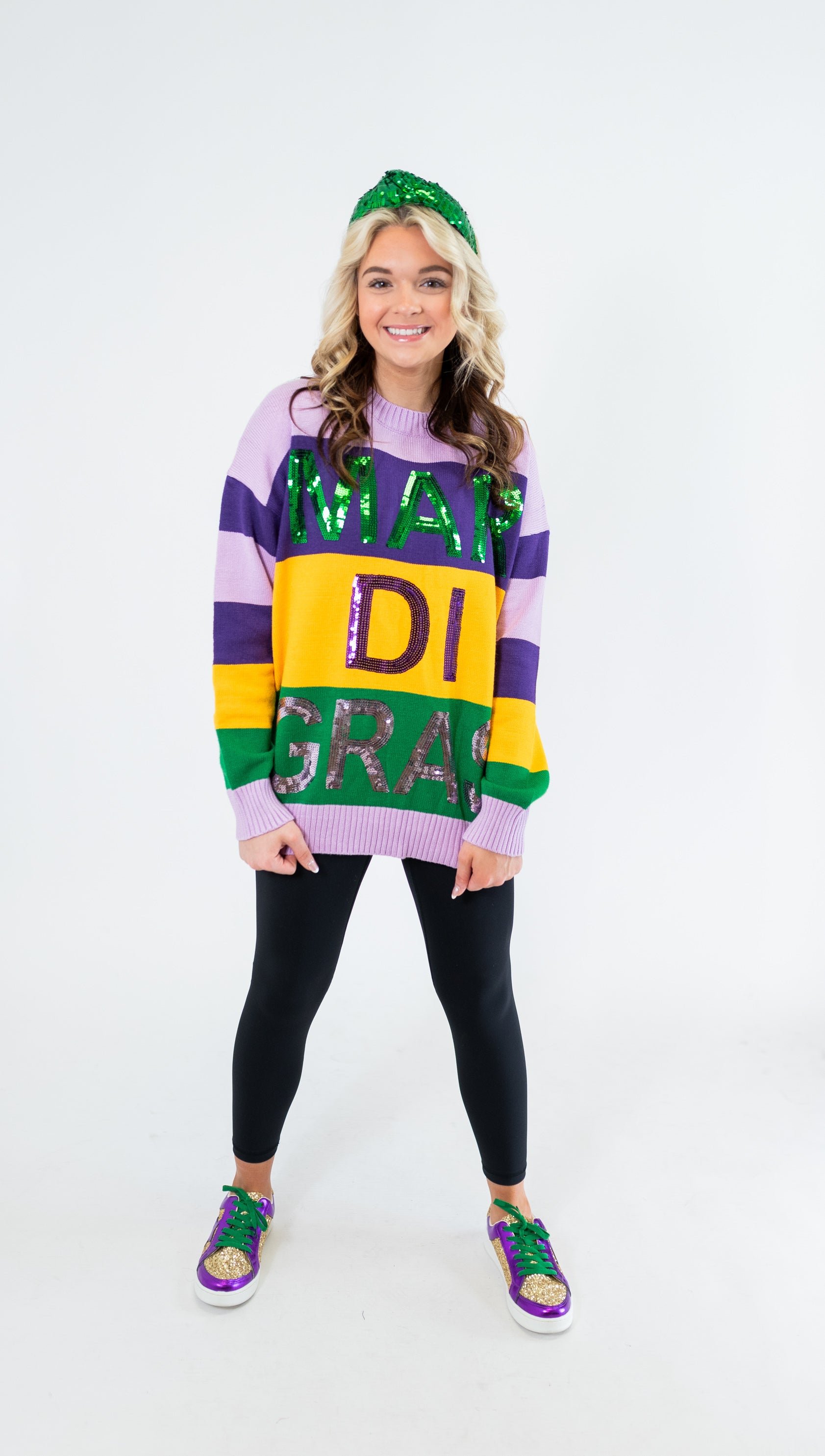 Mardi gras outlet color block sweatshirt