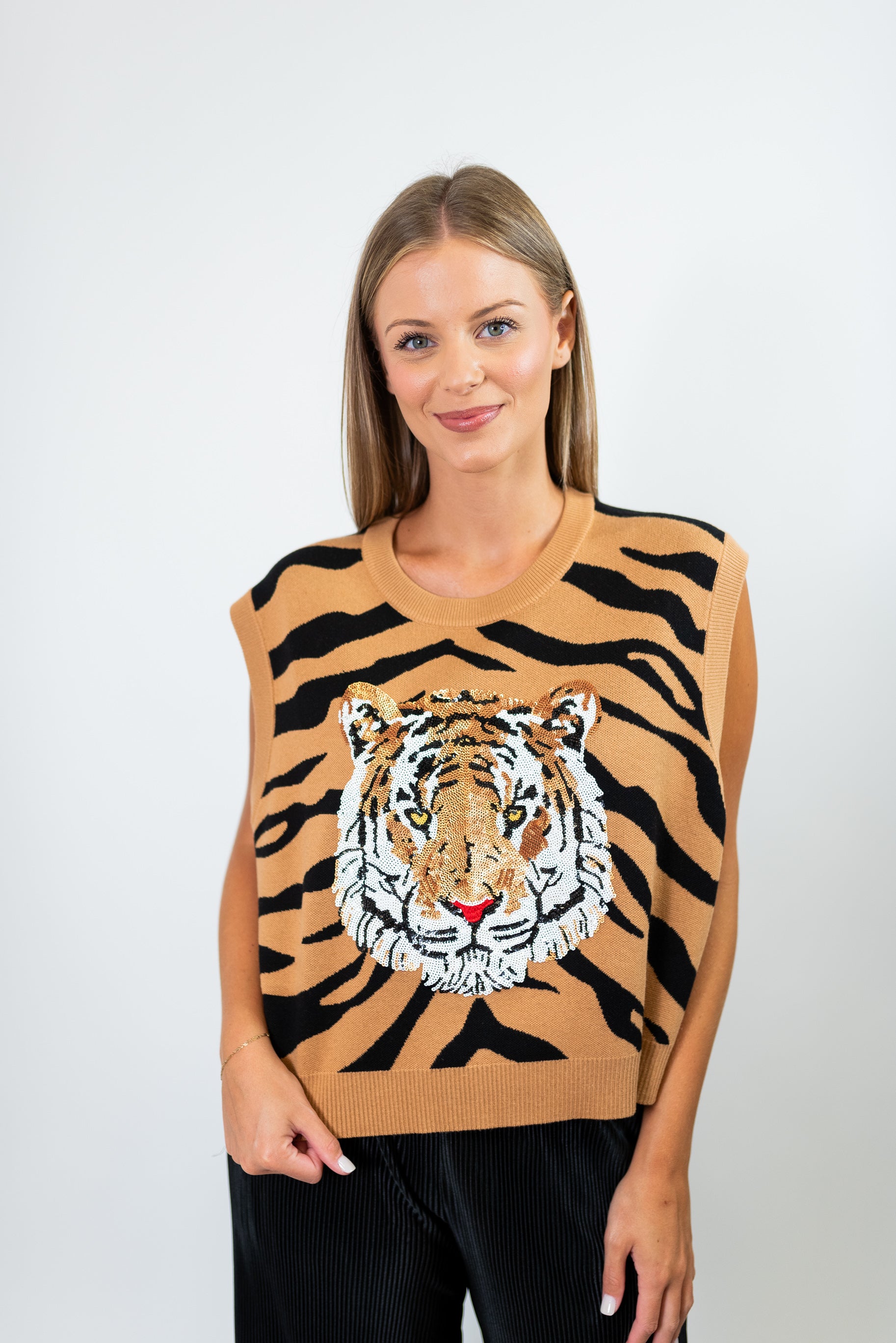 Sequin Tiger Tee by Queen of Sparkles