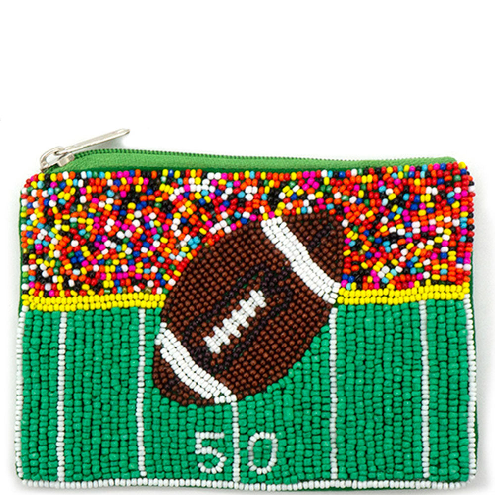 FOOTBALL BEADED COIN BAGS